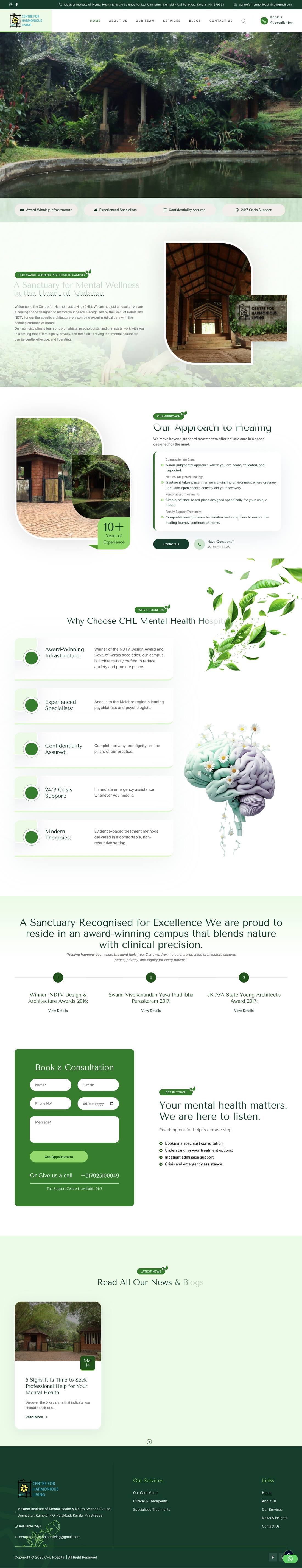 Centre for Harmonious Living website designed by Dotbunch